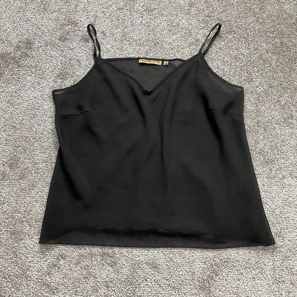 Notations Cami Tank Top Girls XL Black Soft Casual Lightweight Youth Kids Shirt
